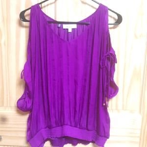 Jennifer Lopez L cold Shoulder Fuscia color blouse